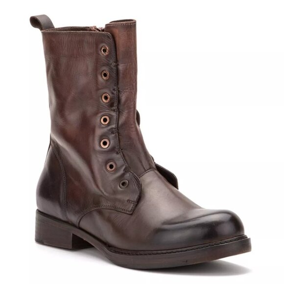 NEW VINTAGE FOUNDRY CO. Gemma Women's Leather Boot Dark Brown Size 8 - Picture 1 of 5